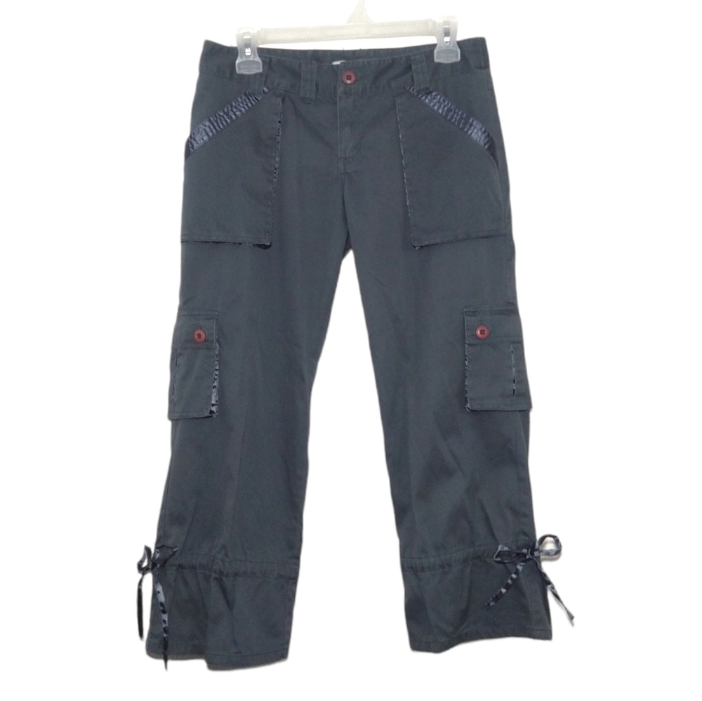 Billabong Gray Cargo Capri Pants with Ties Size 5